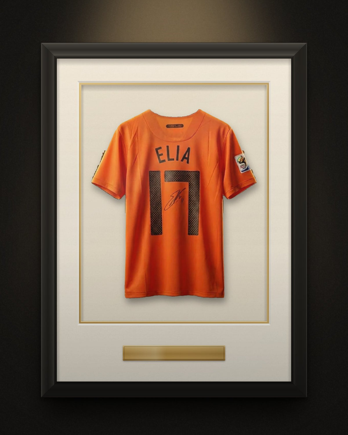 Gesigneerd Oranje-shirt met ELIA 17 en de handtekening van Eljero Elia, ingelijst
